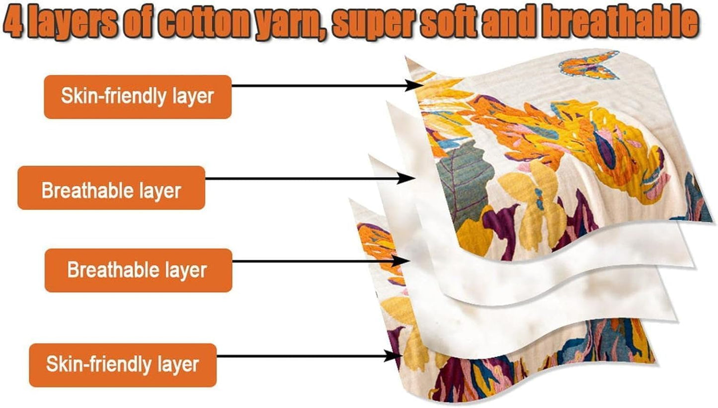 MSGKV Boho Cotton Throw Blanket – Floral Cozy Cover for Couch & Sofa