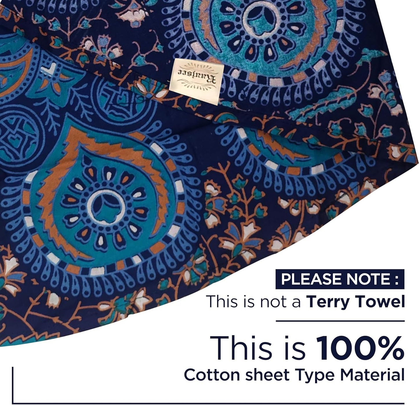 Raajsee Turquoise Round Mandala Tapestry – Boho Beach Blanket, Yoga Mat & Home Decor