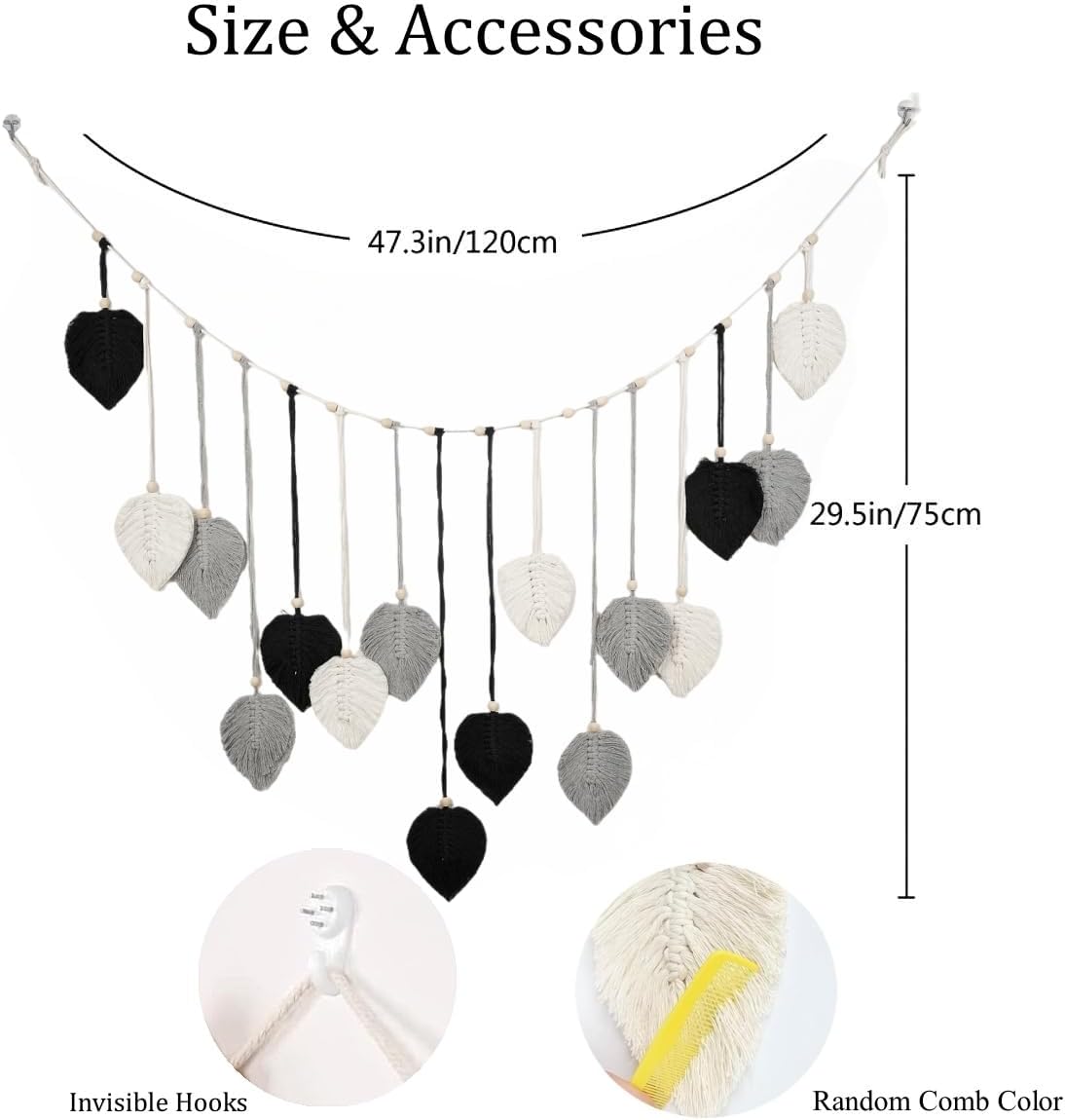 Avoik Boho Macrame Leaf Wall Hanging – Handmade Home Decor (47×29 in)