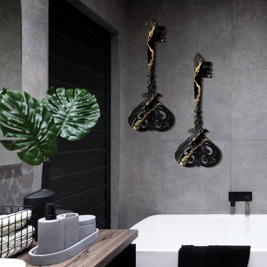 Chunful 2-Piece Skeleton Key Wall Decor – Vintage Wooden Farmhouse Sign