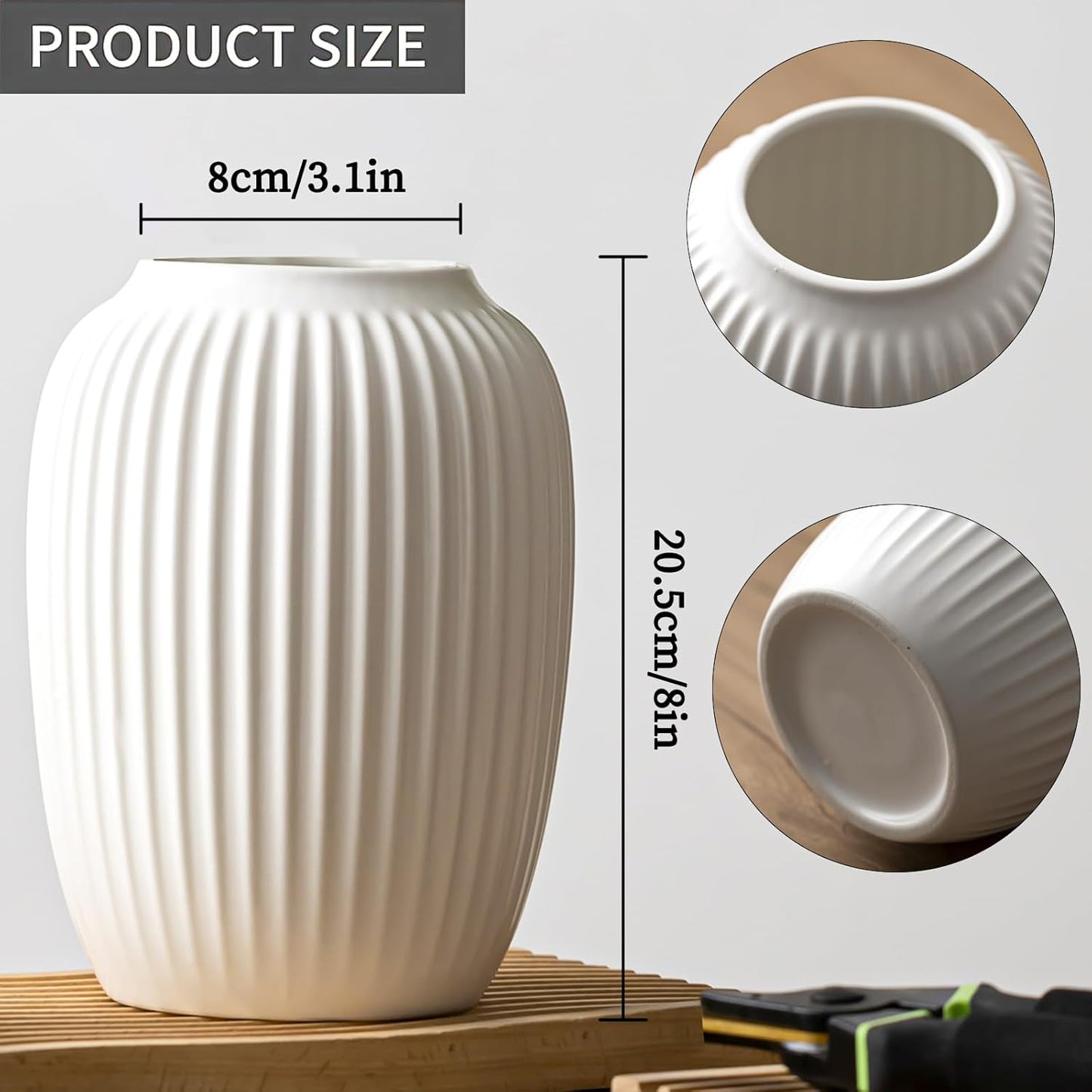 White Ceramic Matte Vase – Minimalist Nordic Boho Home Decor