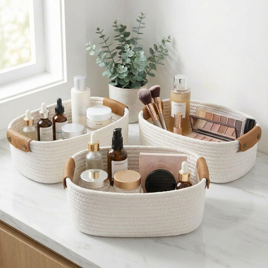 Set of 3 Cotton Rope Storage Baskets – Sturdy Organizer Bins for Nursery & Home