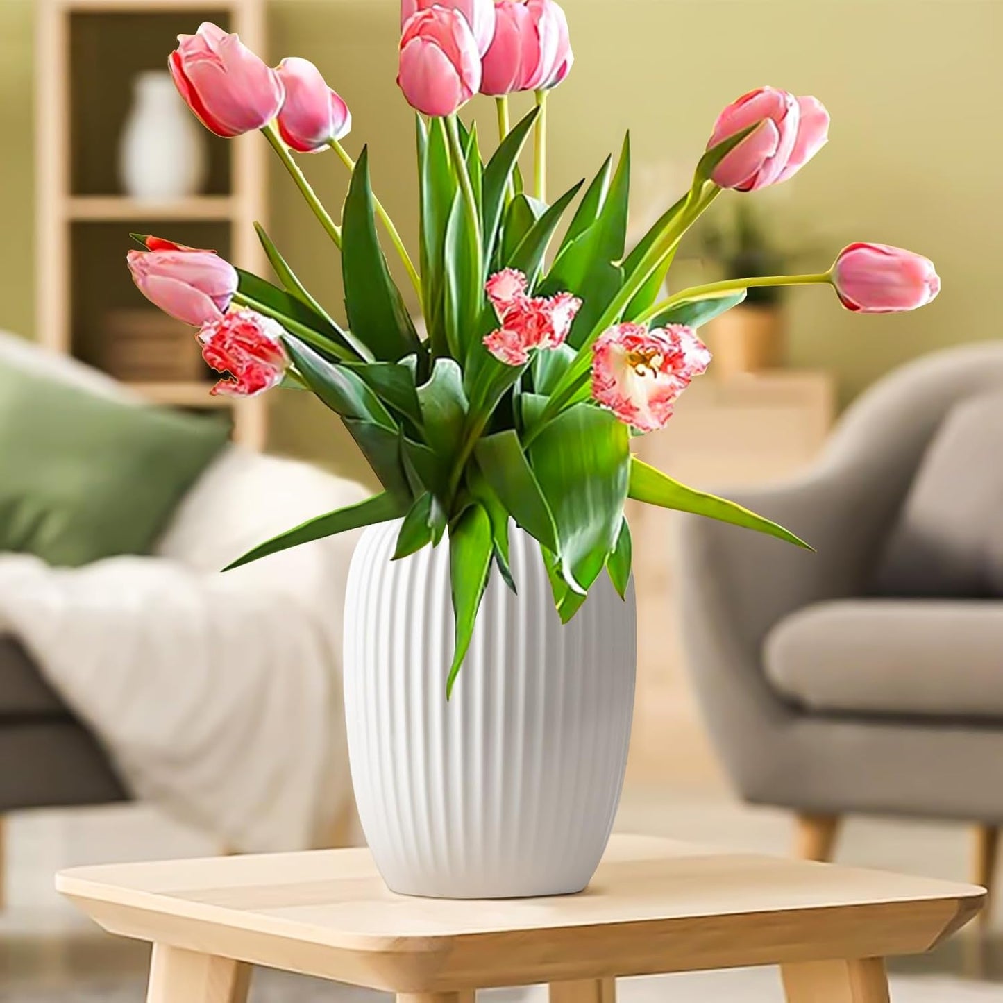 White Ceramic Matte Vase – Minimalist Nordic Boho Home Decor