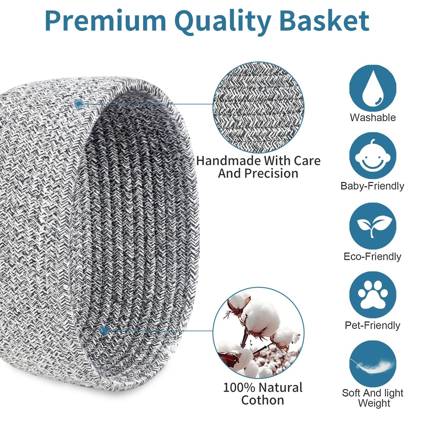 ABenkle 2-Pack Small Woven Cotton Rope Baskets