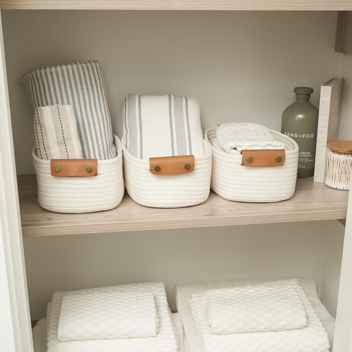 Set of 3 Cotton Rope Storage Baskets – Sturdy Organizer Bins for Nursery & Home