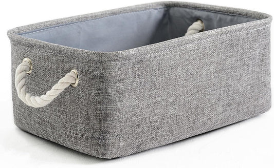 TheWarmHome Fabric Storage Bins – Small Grey Organizer Baskets for Shelves (11.8×7.9×5.2 in)