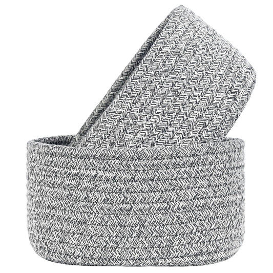 ABenkle 2-Pack Small Woven Cotton Rope Baskets