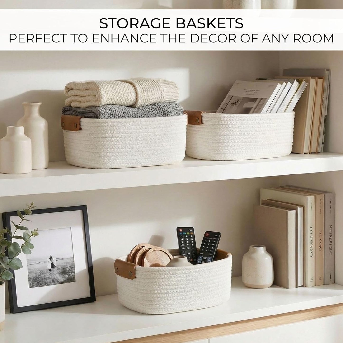 Set of 3 Cotton Rope Storage Baskets – Sturdy Organizer Bins for Nursery & Home