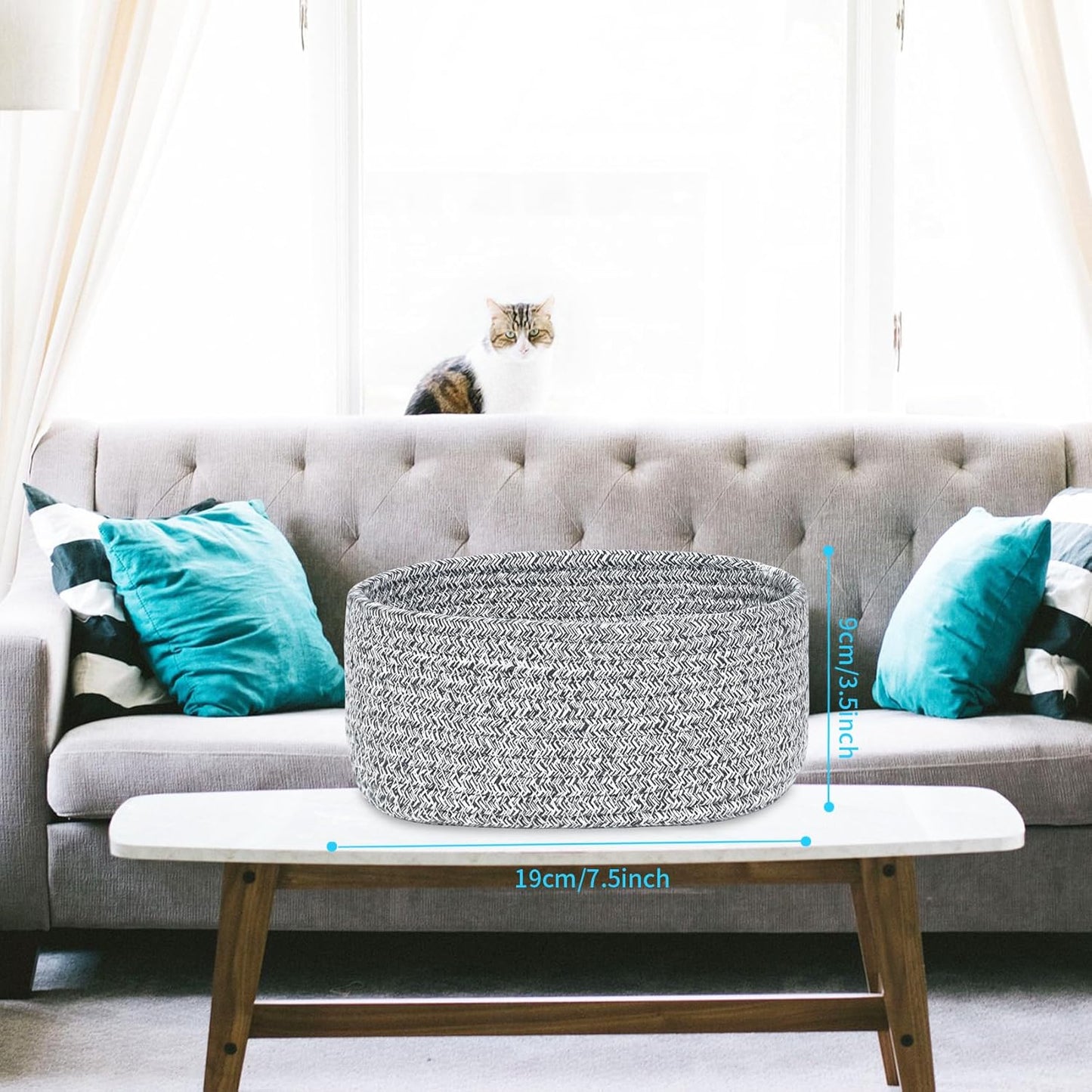 ABenkle 2-Pack Small Woven Cotton Rope Baskets