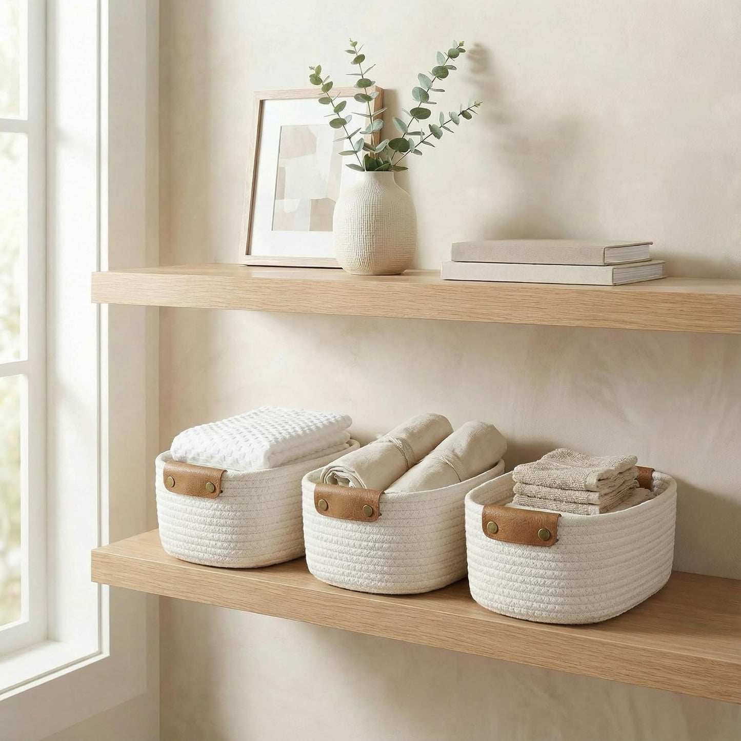 Set of 3 Cotton Rope Storage Baskets – Sturdy Organizer Bins for Nursery & Home