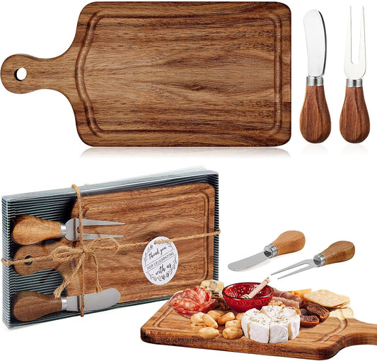 Bridal & Baby Shower Cheese Board Gift Set – Wooden Board with Knives, Forks & Tags
